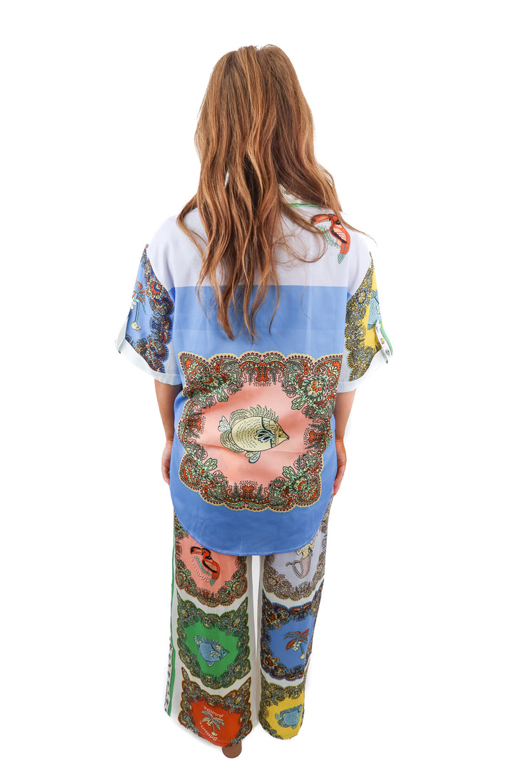 tropical abstract button up set (m)