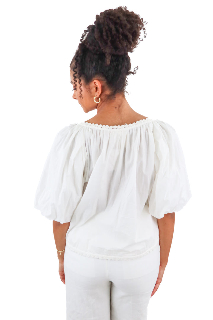 figue white crochet trim blouse (xs; retail $430)