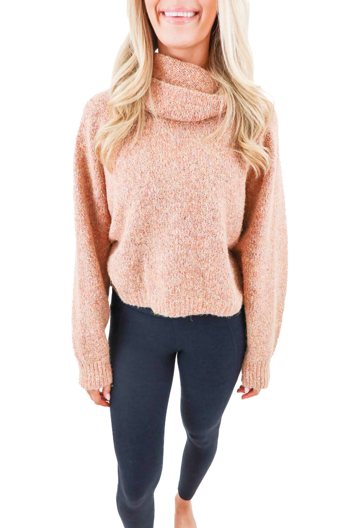 Sincerely Jules blush pink cropped turtleneck sweater (m)