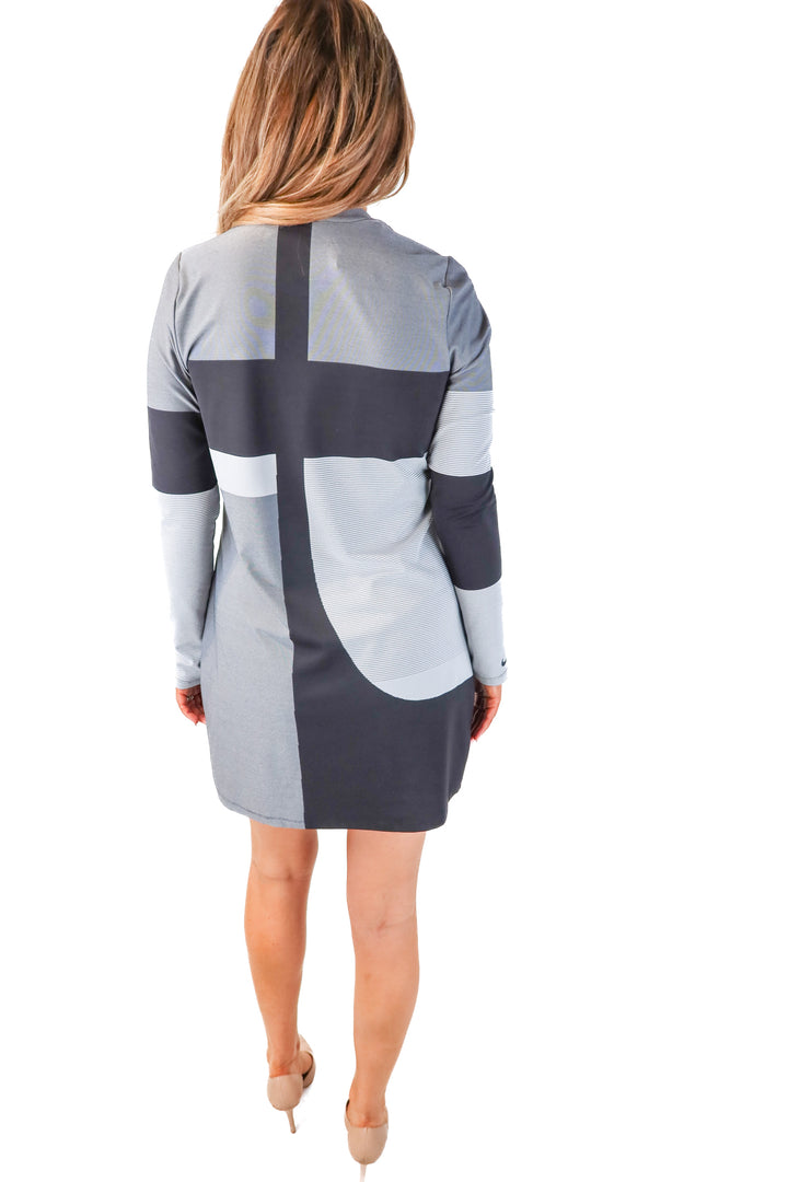 nike grey striped dress (L)