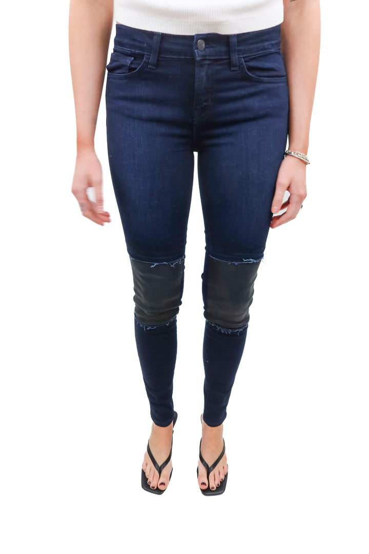 jbrand dark wash leather patch jeans (26)