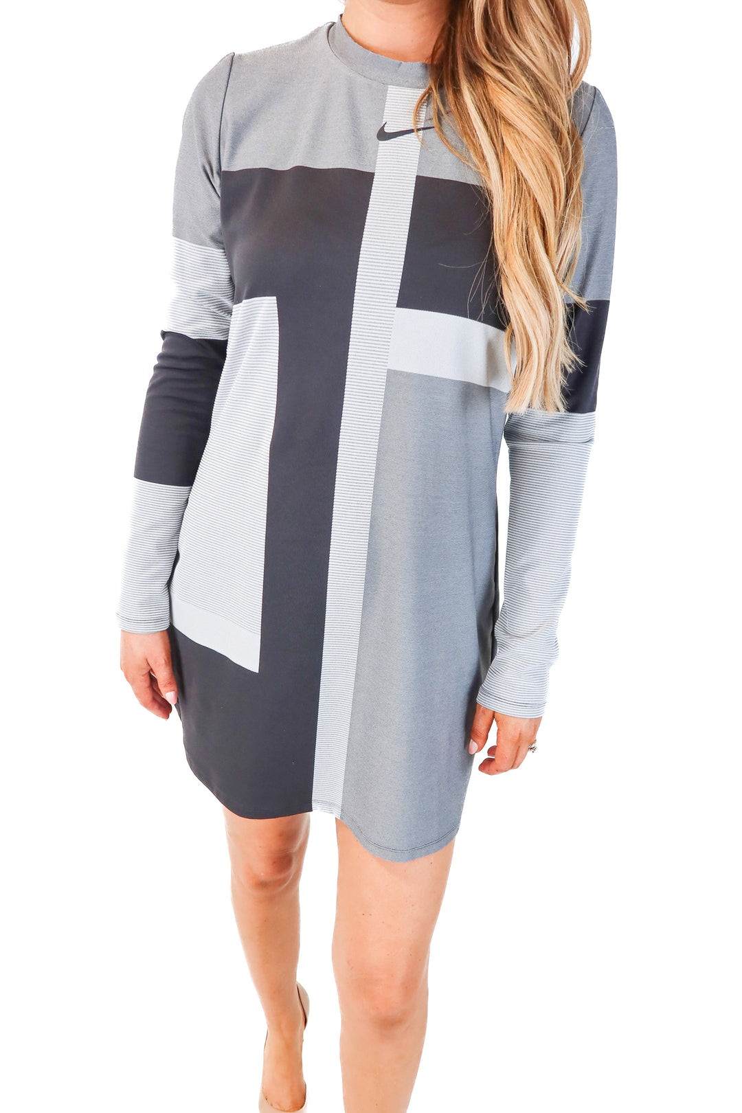 nike grey striped dress (L)