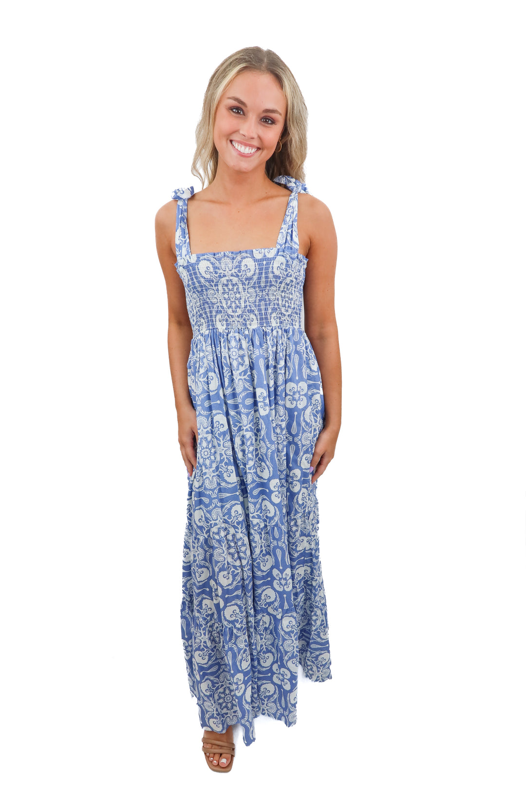 sheridan french blue floral maxi dress (s; retail $445)