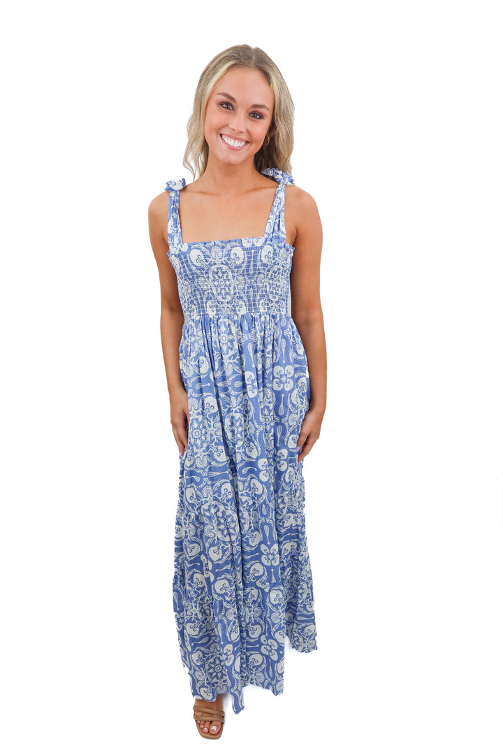 sheridan french blue floral maxi dress (s; retail $445)
