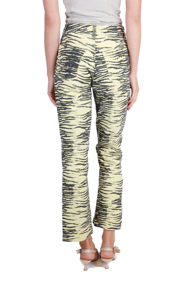 ganni yellow tiger stripe jeans (25; retail $375)