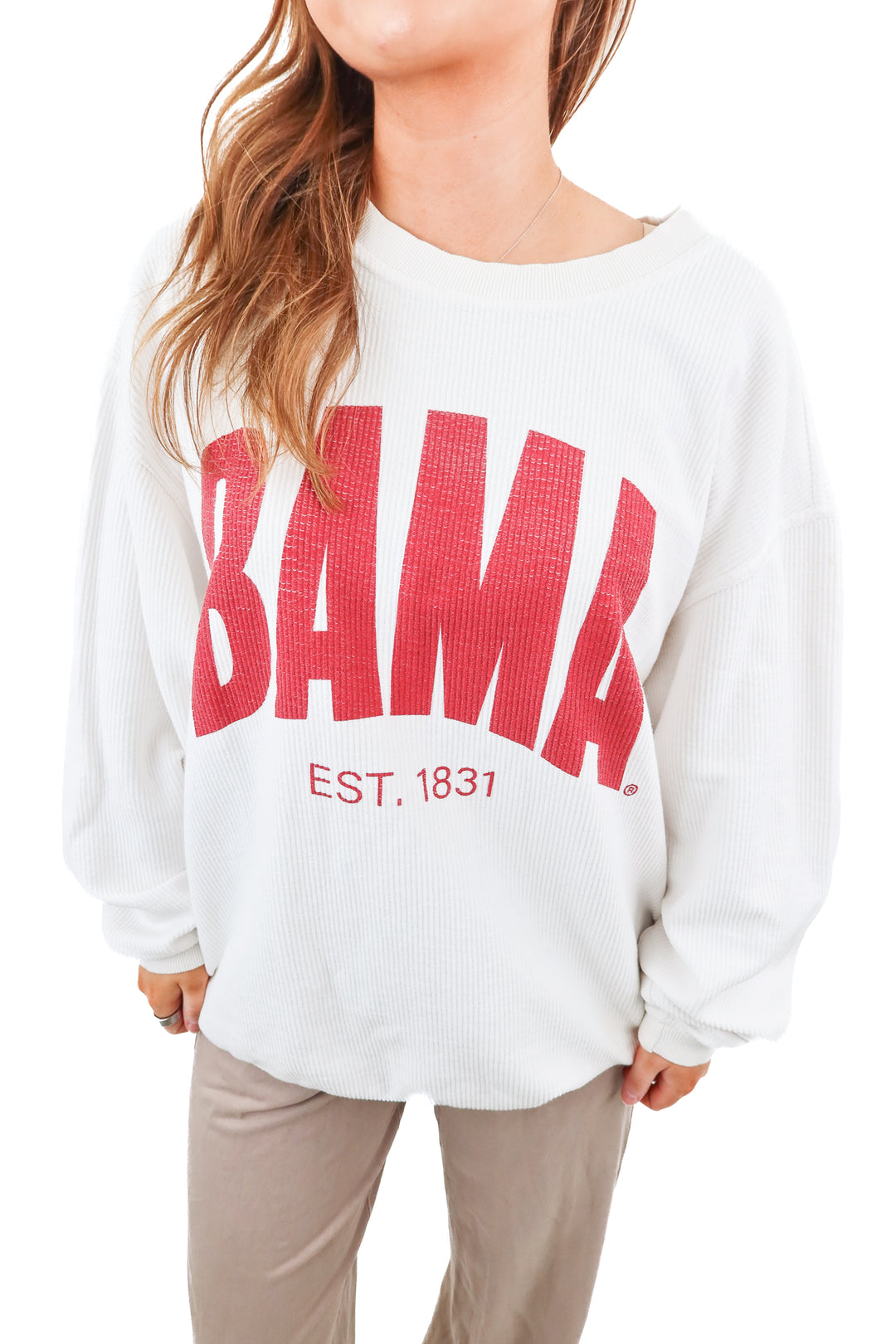 chicka-d white bama sweatshirt (L)