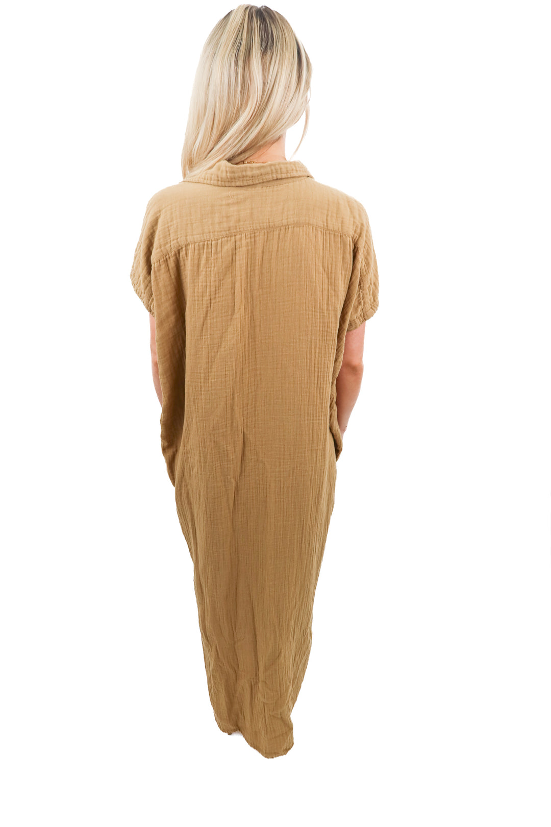 acacia brown gauze maxi dress (s; retail $286)