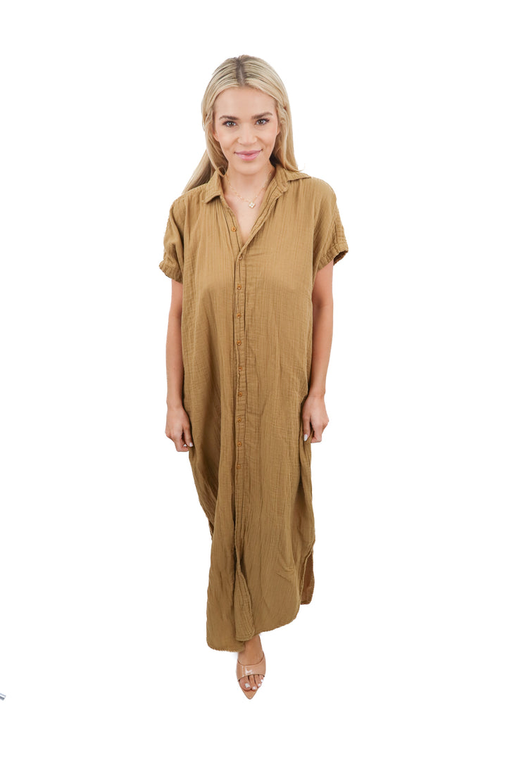 acacia brown gauze maxi dress (s; retail $286)