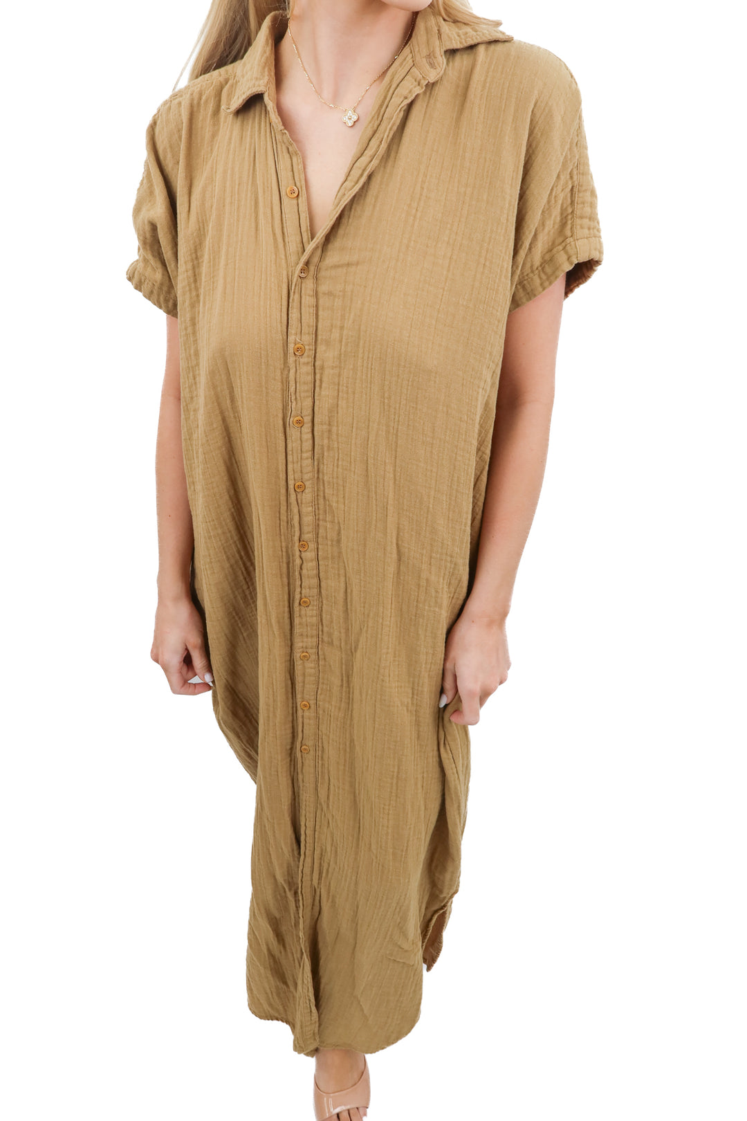 acacia brown gauze maxi dress (s; retail $286)