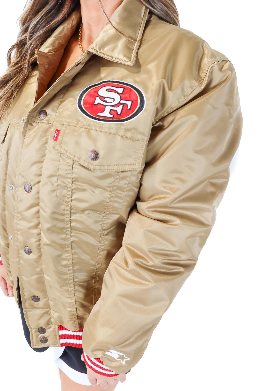 AUCTION levis gold 49ers bomber jacket (L)- ends 5/20 at 8pm CT