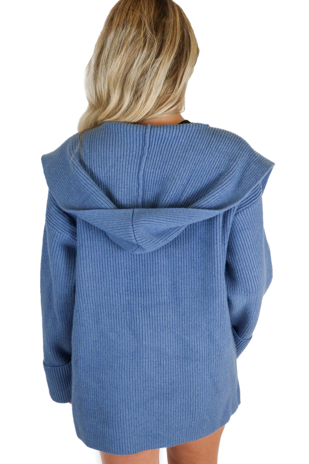 Ann Taylor Ribbed Hooded Wrap Cardigan in Sapphire Blue (S; retail $139)