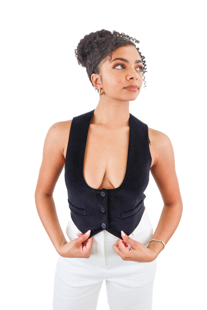 Claudie Pierlot black velvet vest (36/ US4)