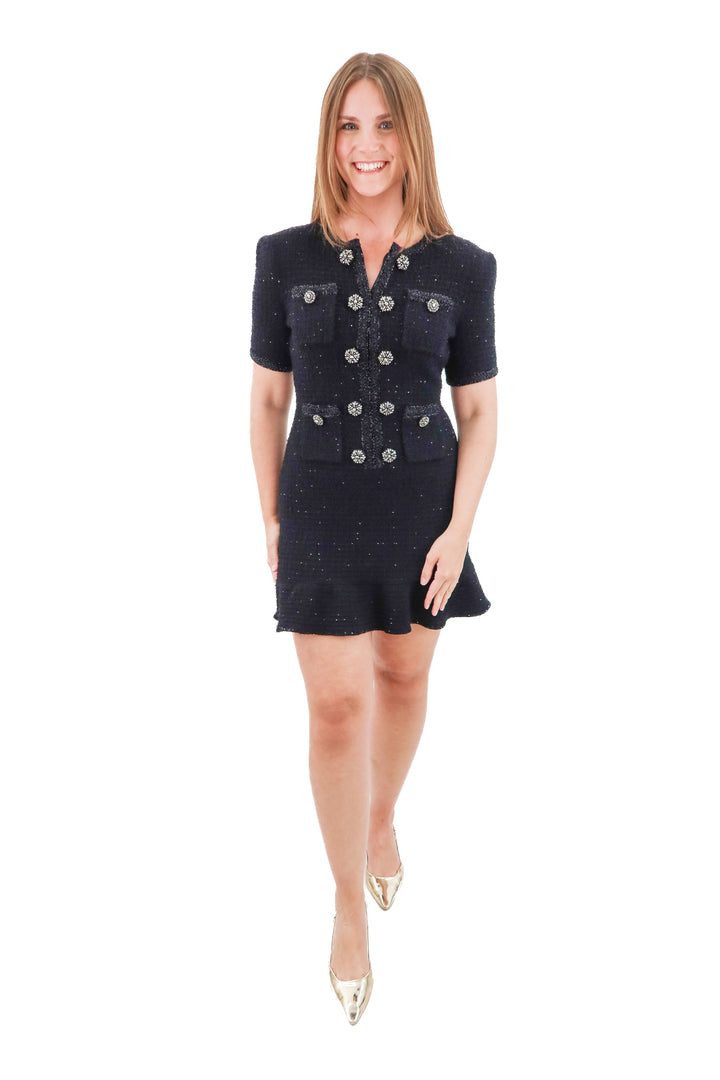 self portait black tweed dress (m; retail $750)