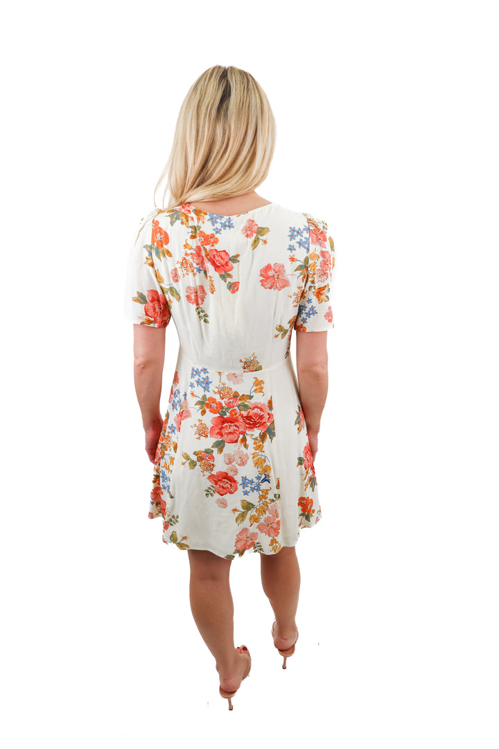 Sezane cream floral mini dress NWT (34/ US2)