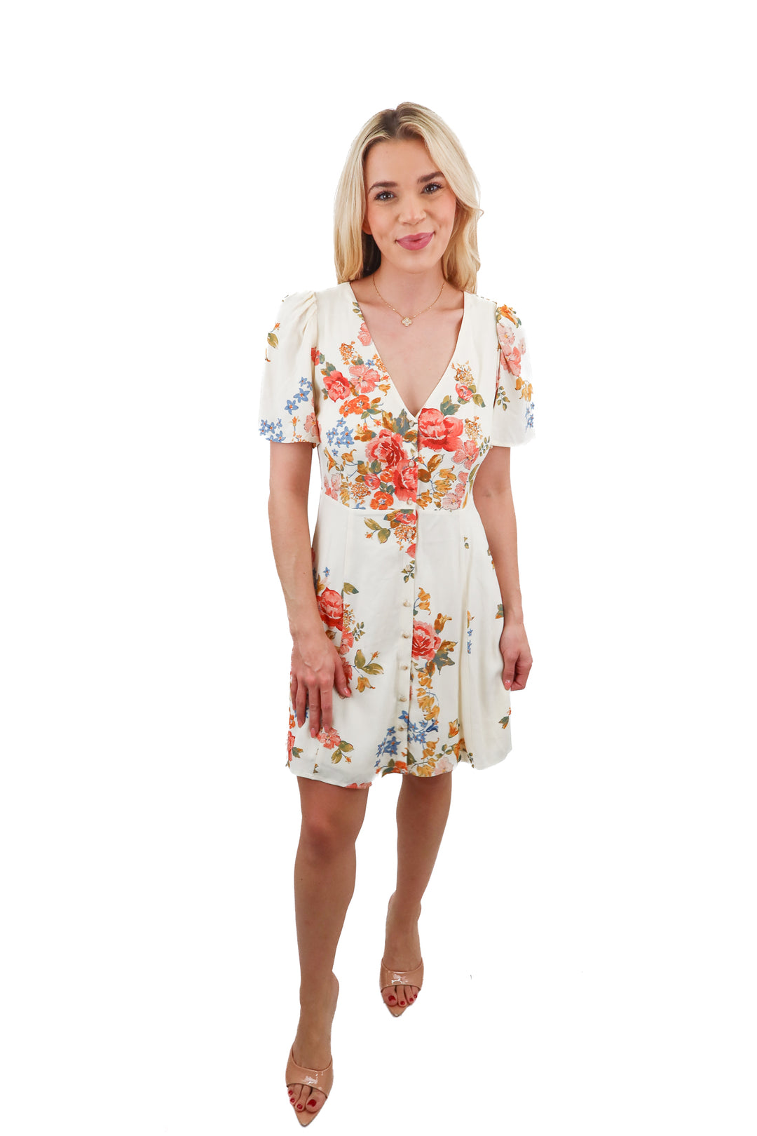Sezane cream floral mini dress NWT (34/ US2)