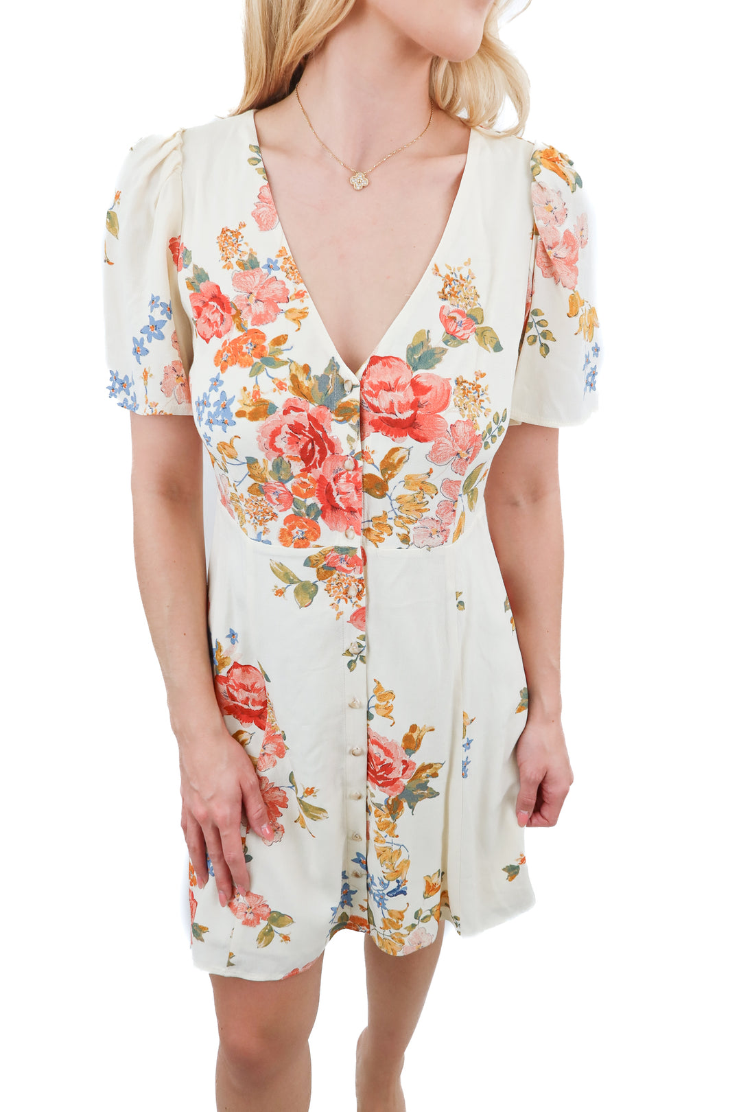 Sezane cream floral mini dress NWT (34/ US2)