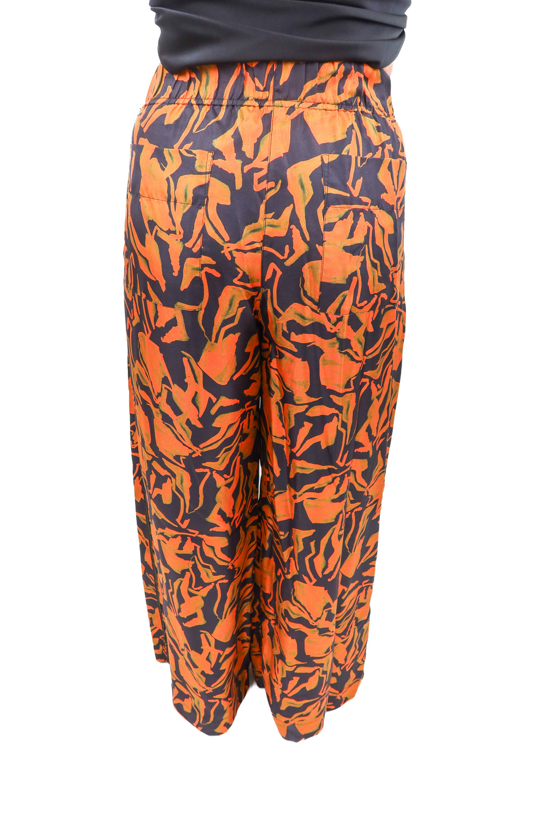 raquel allegra orange/black printed pants (1; retail $525)