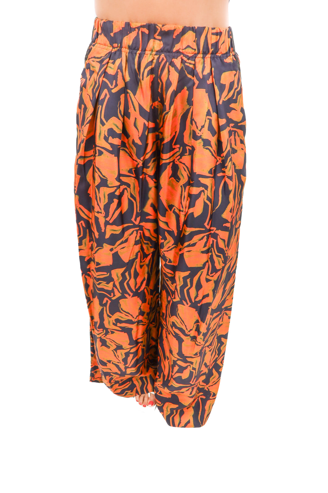 raquel allegra orange/black printed pants (1; retail $525)