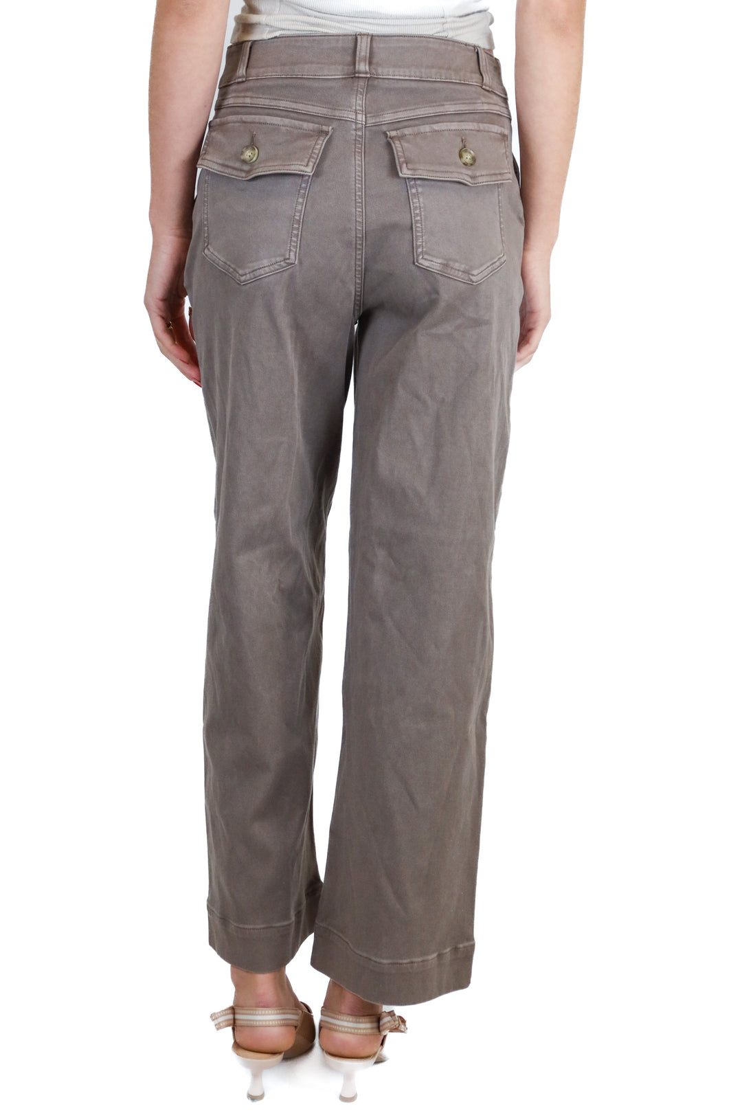Spanx Brown Stretch Twill Cropped Wide Leg Pants (S; retail $128)