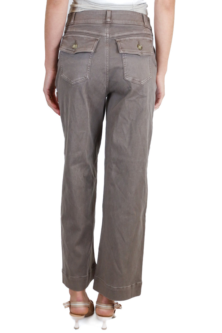 Spanx Brown Stretch Twill Cropped Wide Leg Pants (S; retail $128)