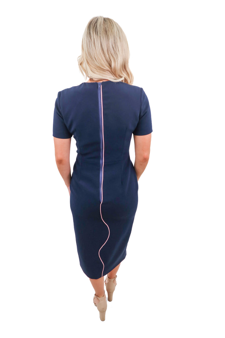 roksanda navy/pink midi dress NWT (UK10/ US4-6)