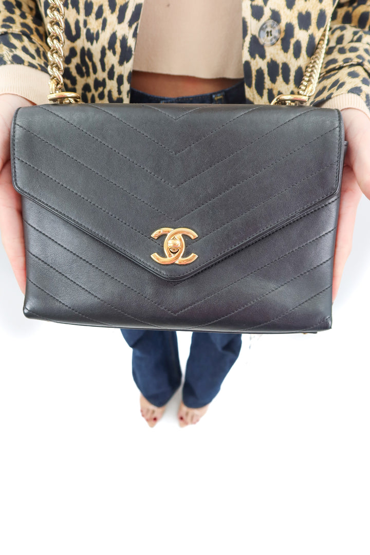 Chanel Vintage Single Flap Chevron Bag