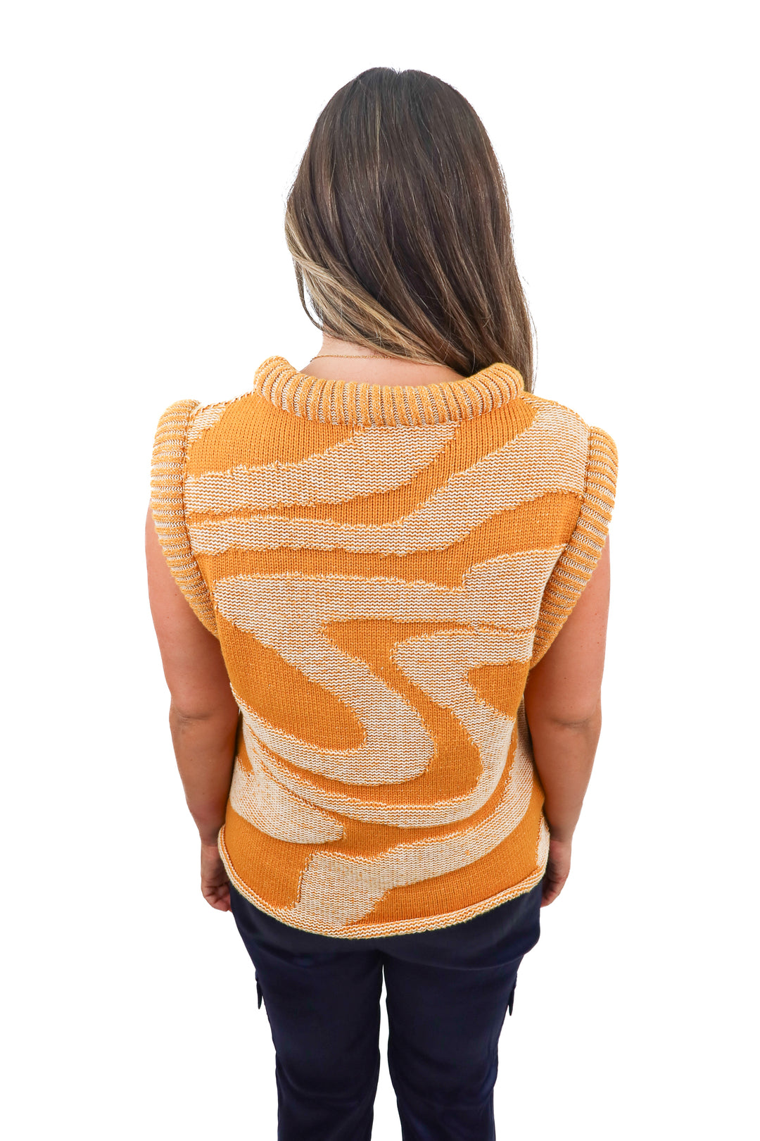 oitici yellow sleeveless chunky knit top (s)