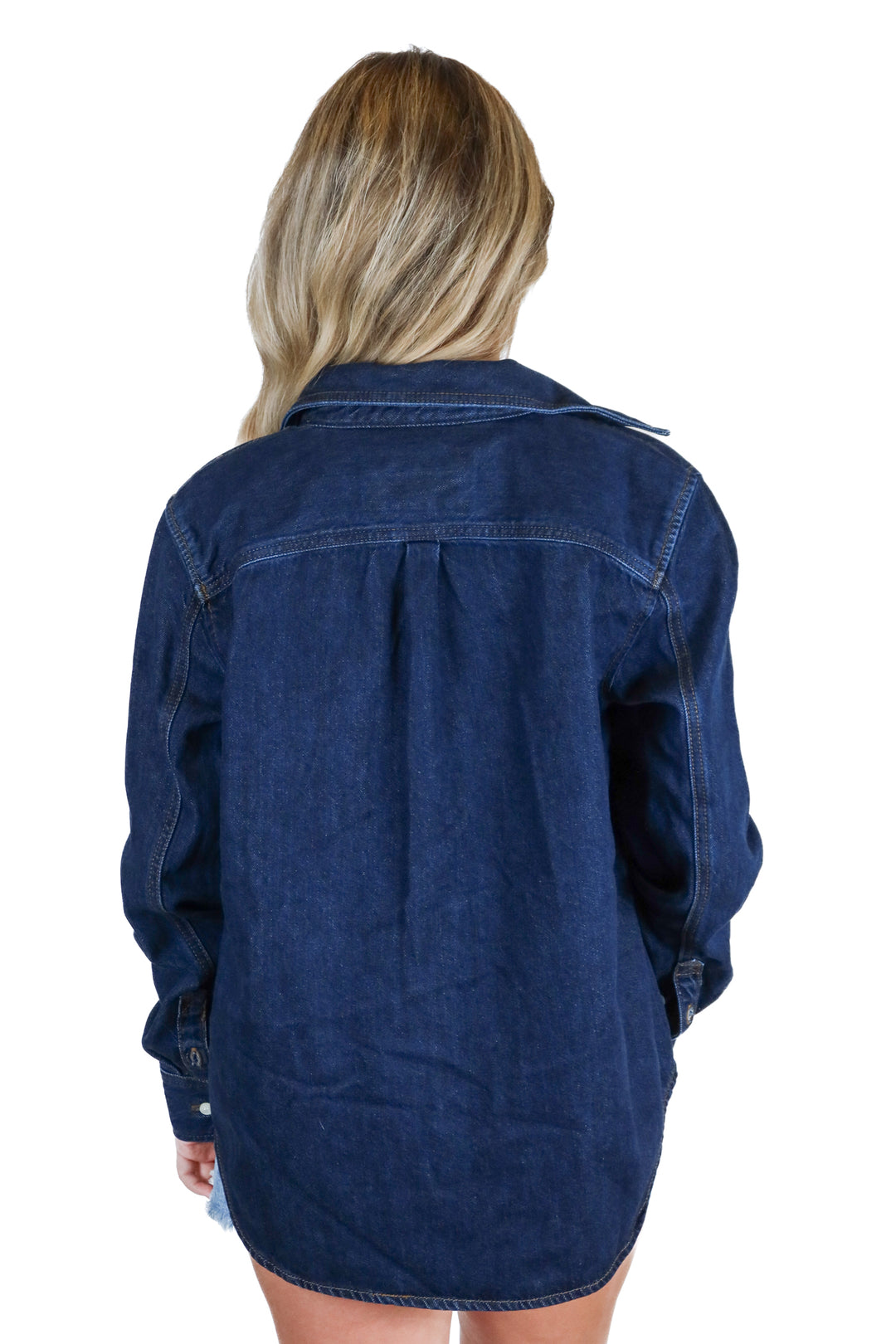 Ann Taylor dark denim long sleeve button down NWT (M; retail $89.50)