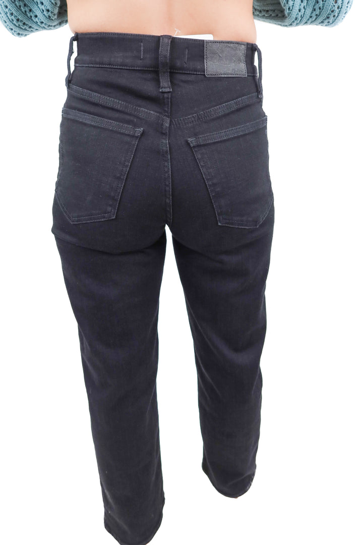 madewell black wide leg denim jeans (24; retail $138)