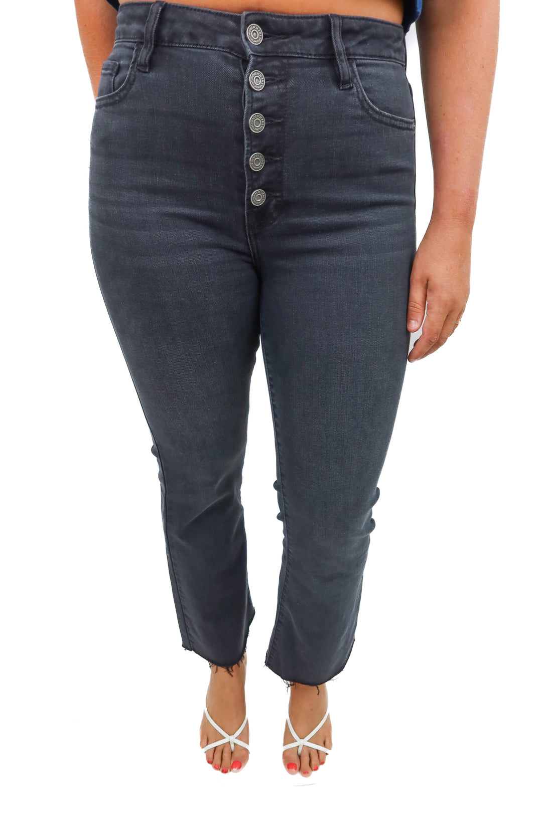 hidden black straight leg raw hem jeans (28; retail $69.99)