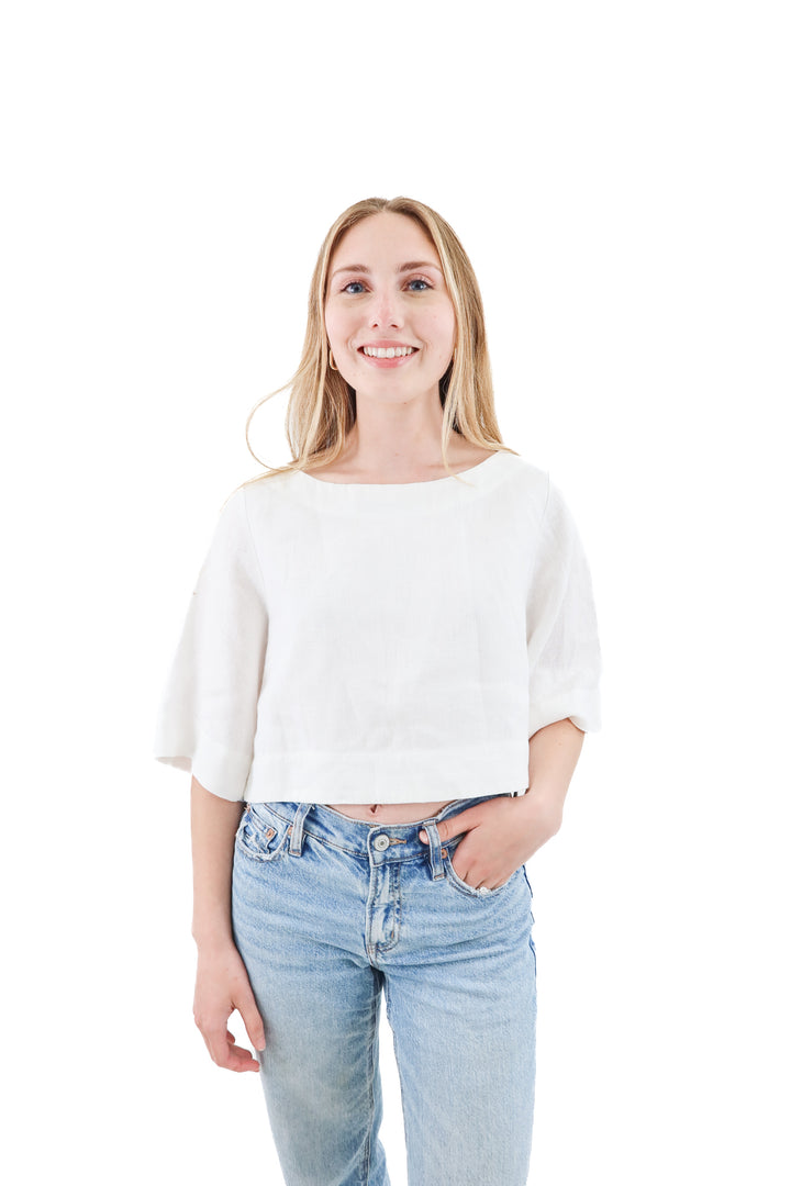 posse white linen top (s; retail $290)