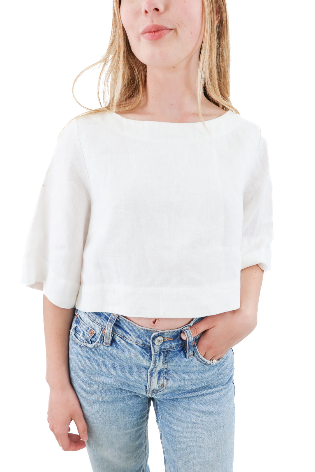 posse white linen top (s; retail $290)