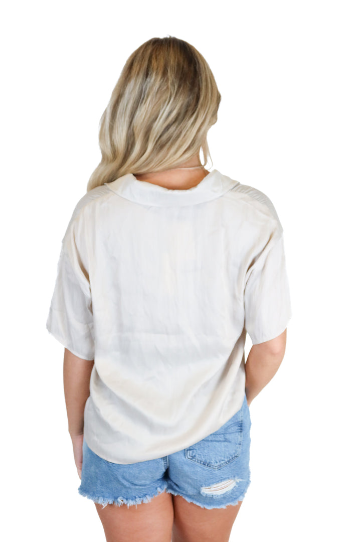 Z Supply Beige Silky Button Front Pajama Top NWT (XS; Retail $129)