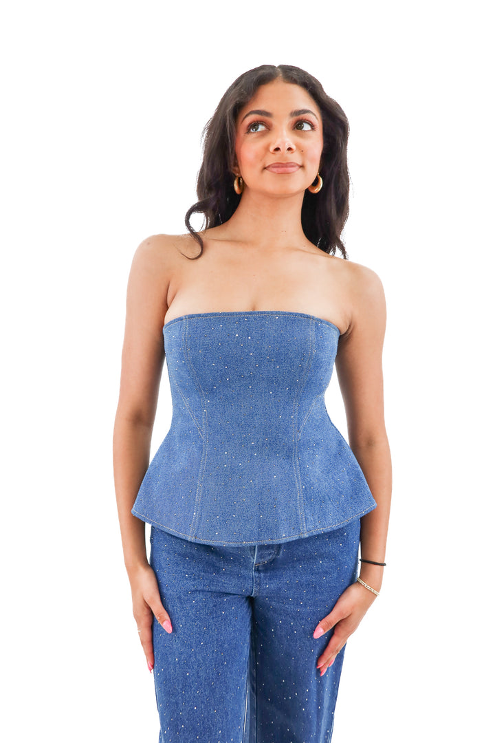 significant other rhinestone denim top (6; retail $245)