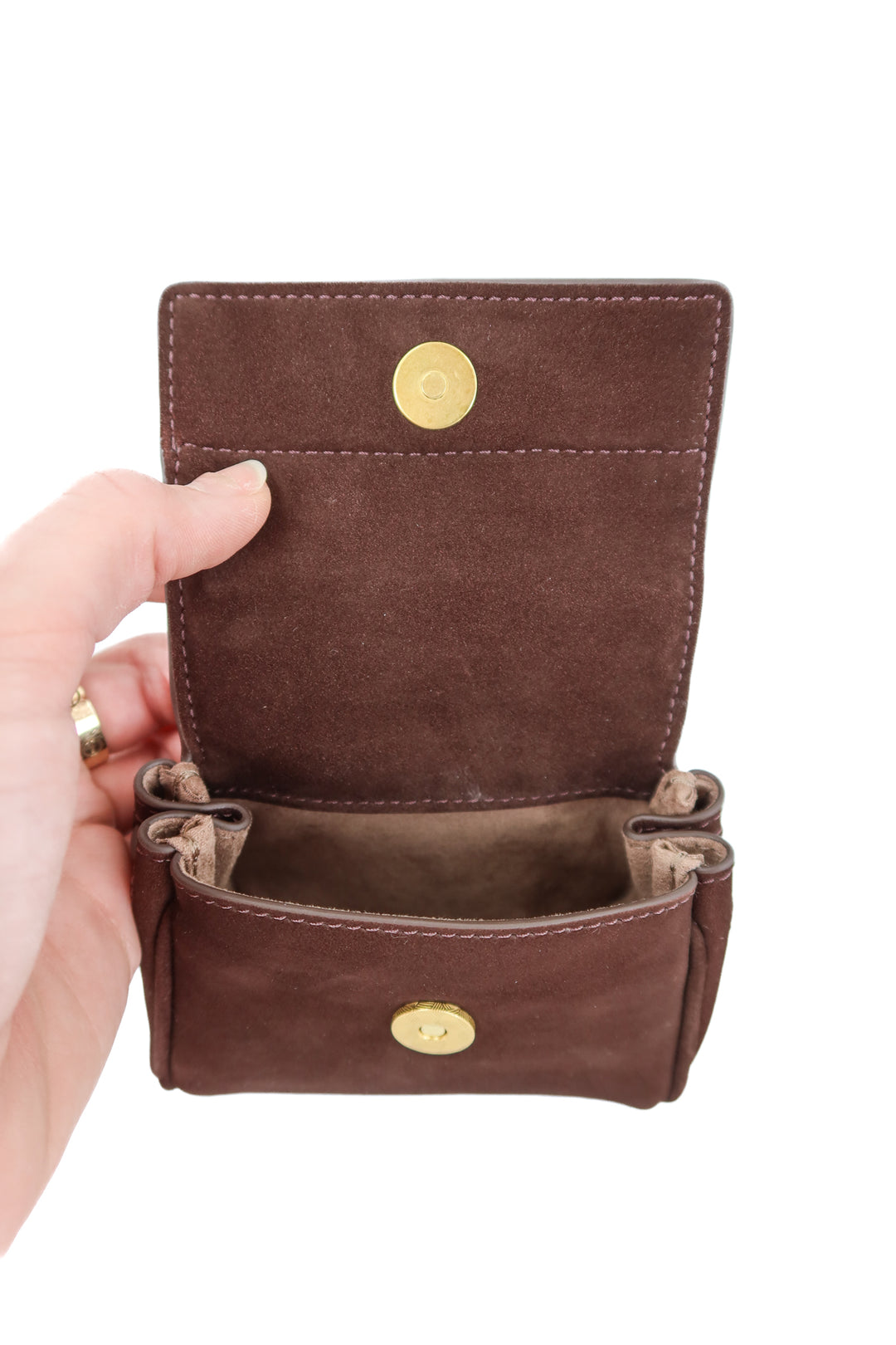 fabrique dark brown suede mini bag