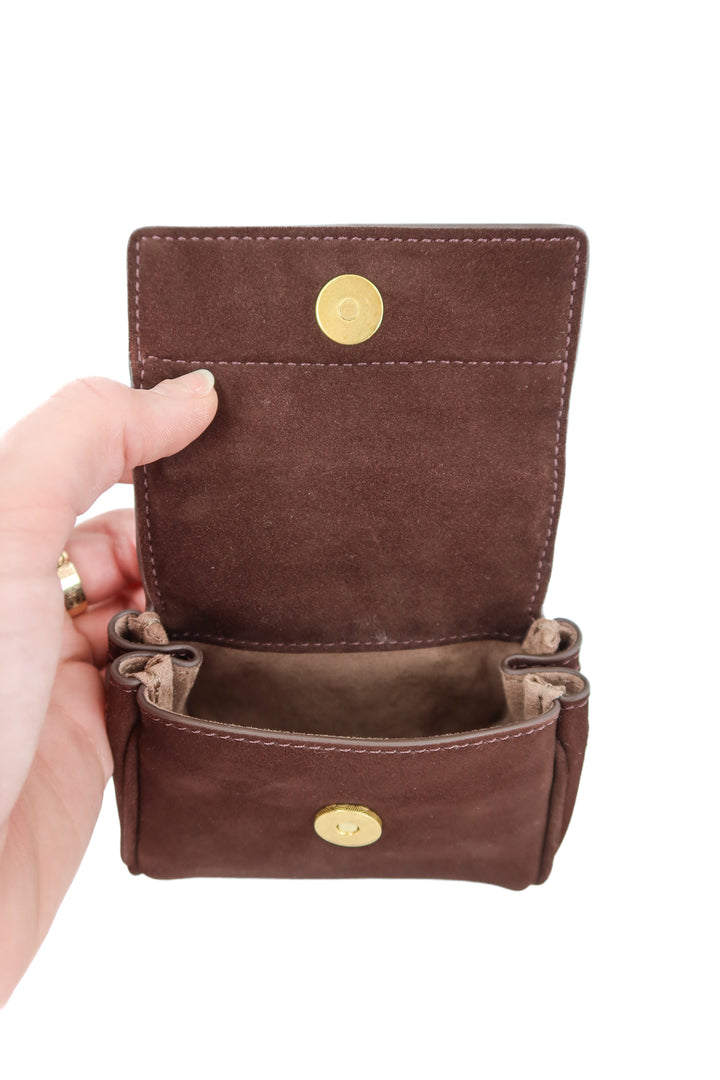 fabrique dark brown suede mini bag