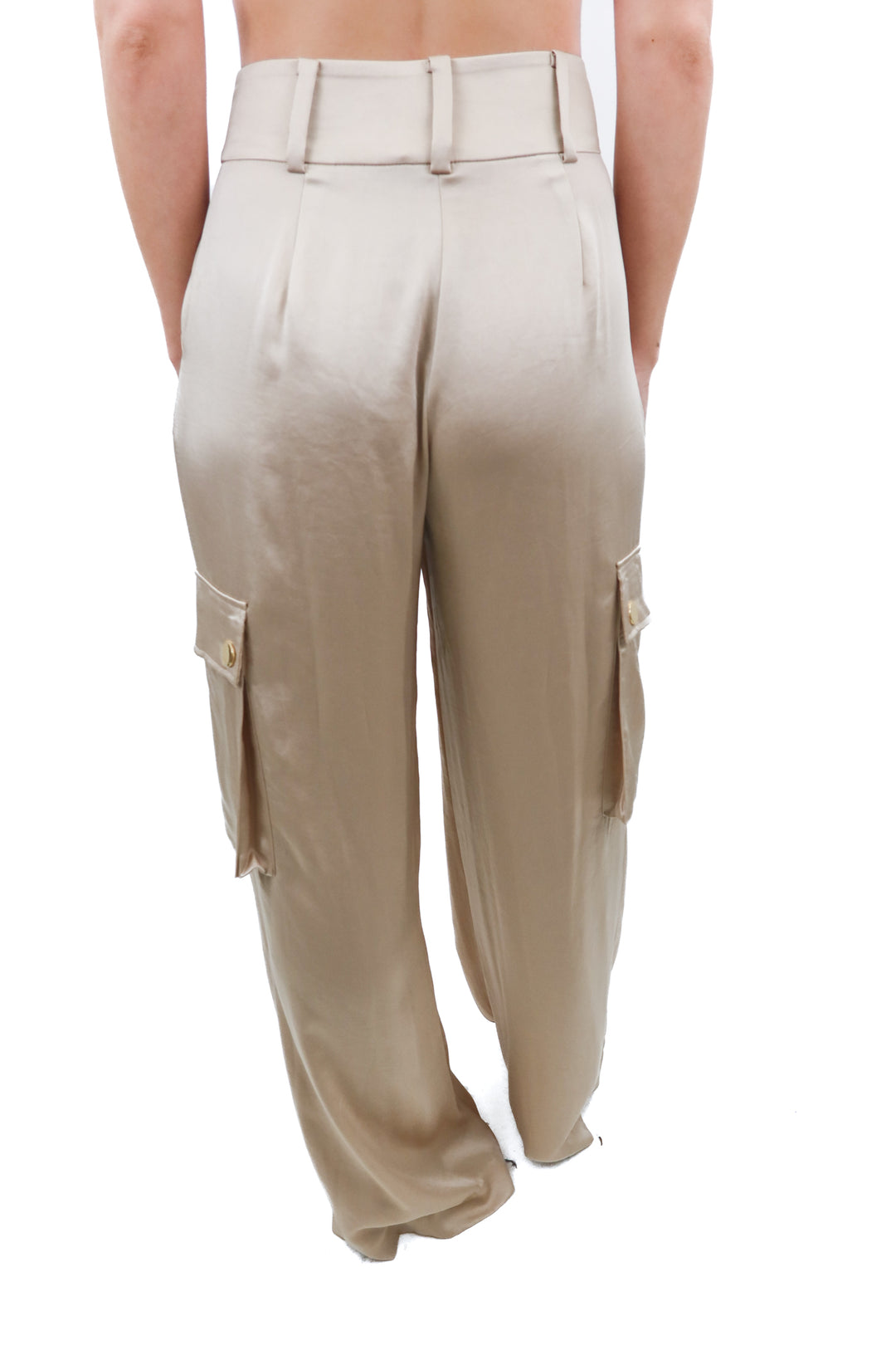 Ramy Brook champagne satin wide leg trousers (0; retail $385)