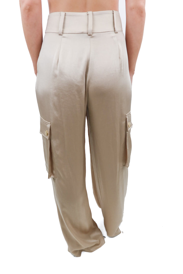 Ramy Brook champagne satin wide leg trousers (0; retail $385)