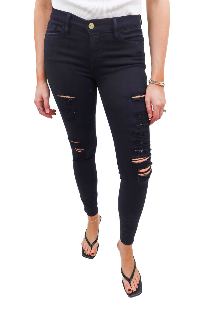 Frame black le skinny distressed jeans (27)