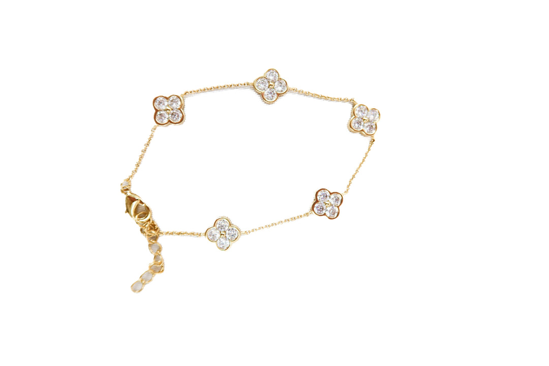electric picks 14k gold crystal clover bracelet (retail $88)