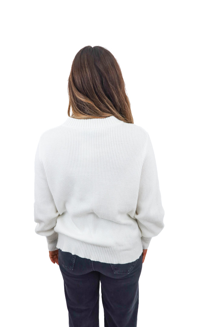 vici white oversized crewneck sweater (m)