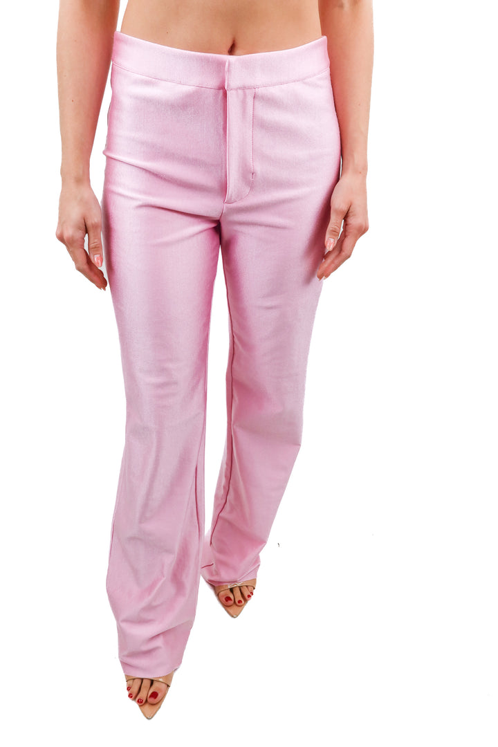 Rezek pink metallic wideleg pants (S; retail $295)