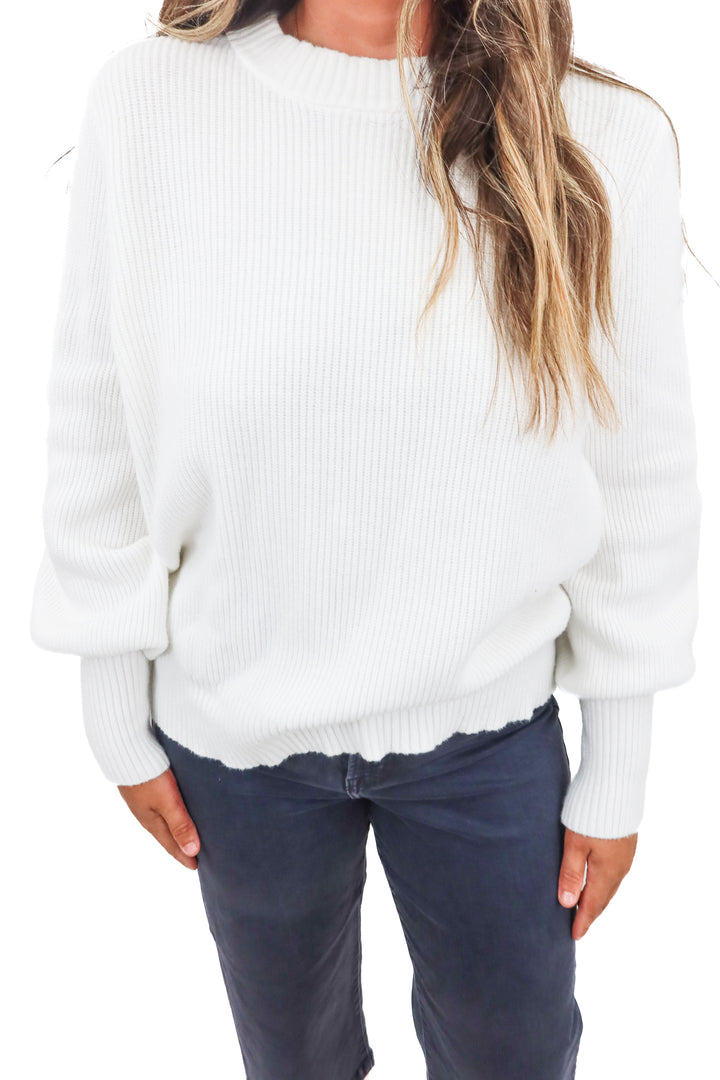 vici white oversized crewneck sweater (m)