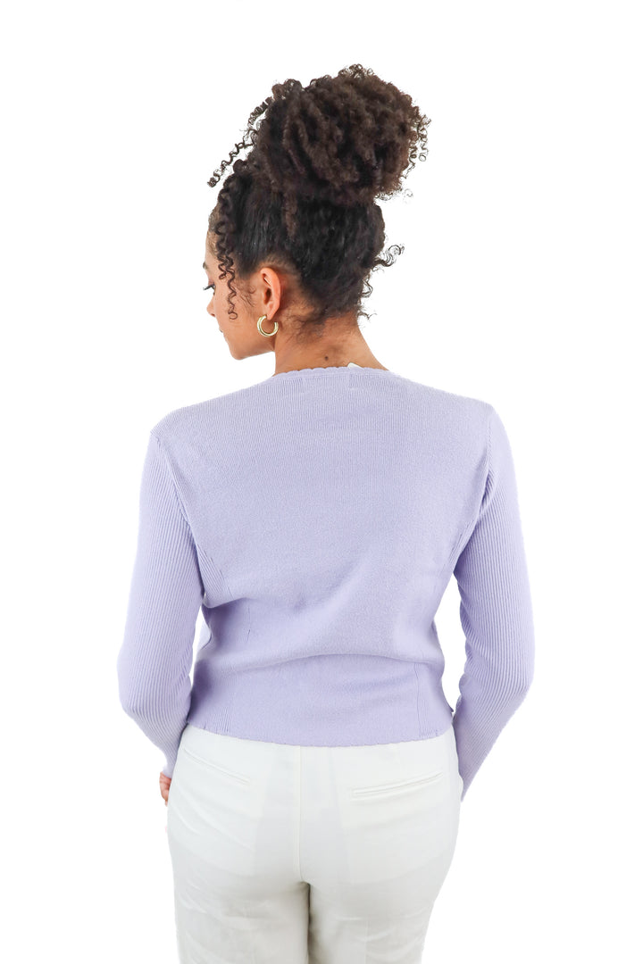 Rouje Paris lavender/floral embroidered top and cardigan set (38; retail $98)