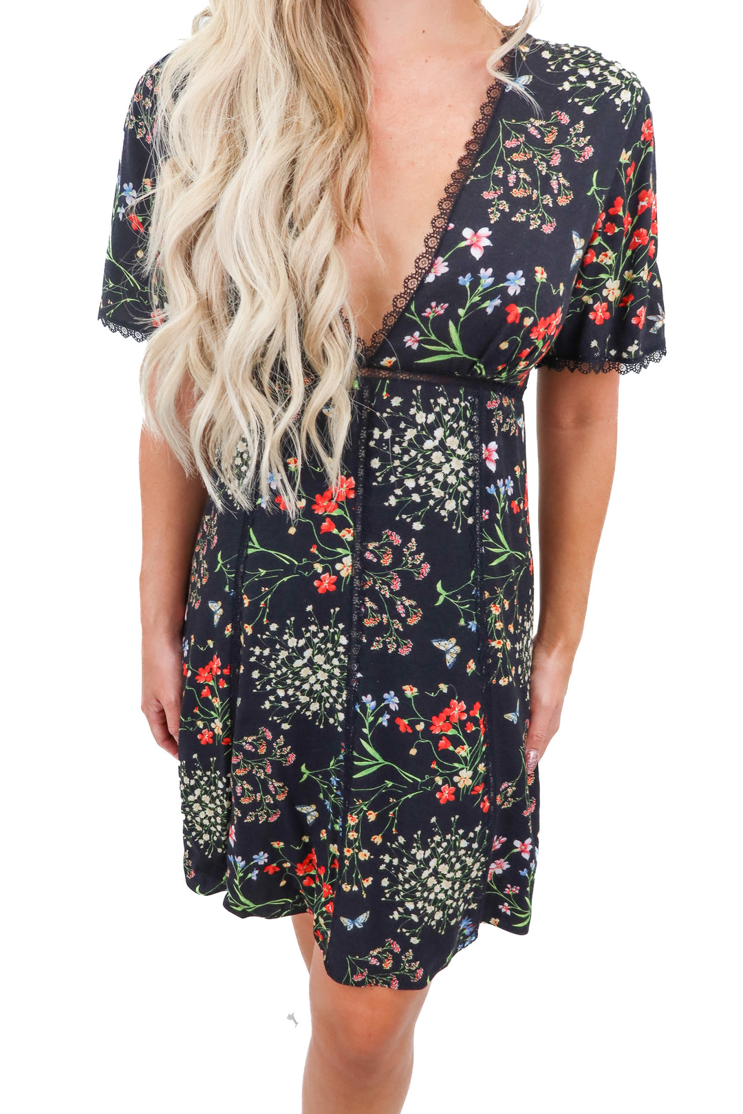 alice + olivia black floral mini dress (8; retail $495)