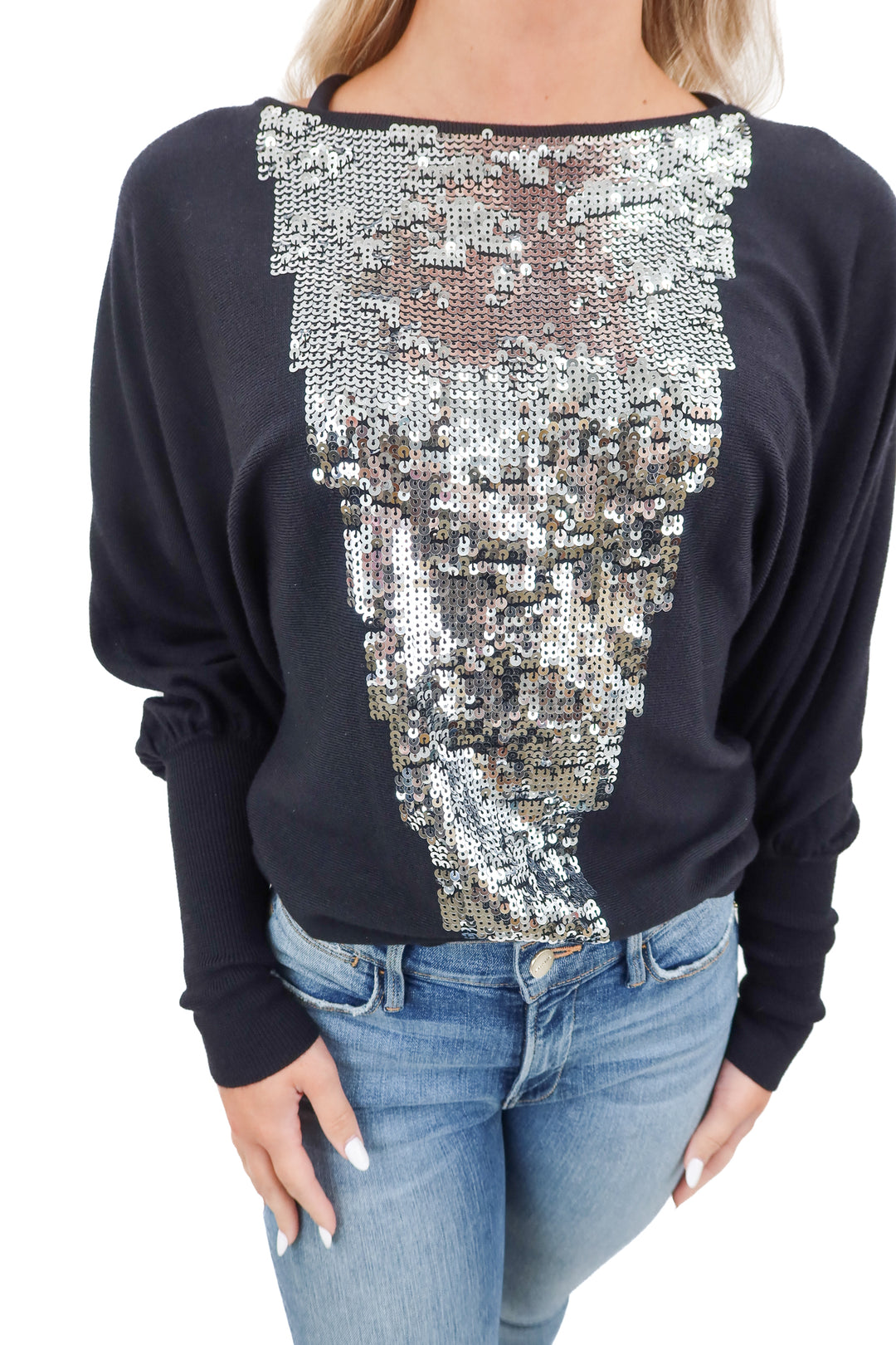 trina turk sequin dolman sleeve sweater (s*)