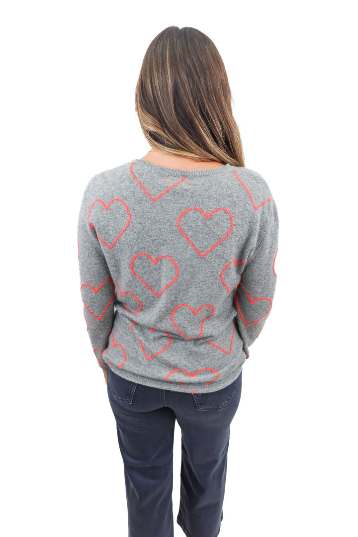 chinti and parker grey heart detail sweater (m; retail $275)