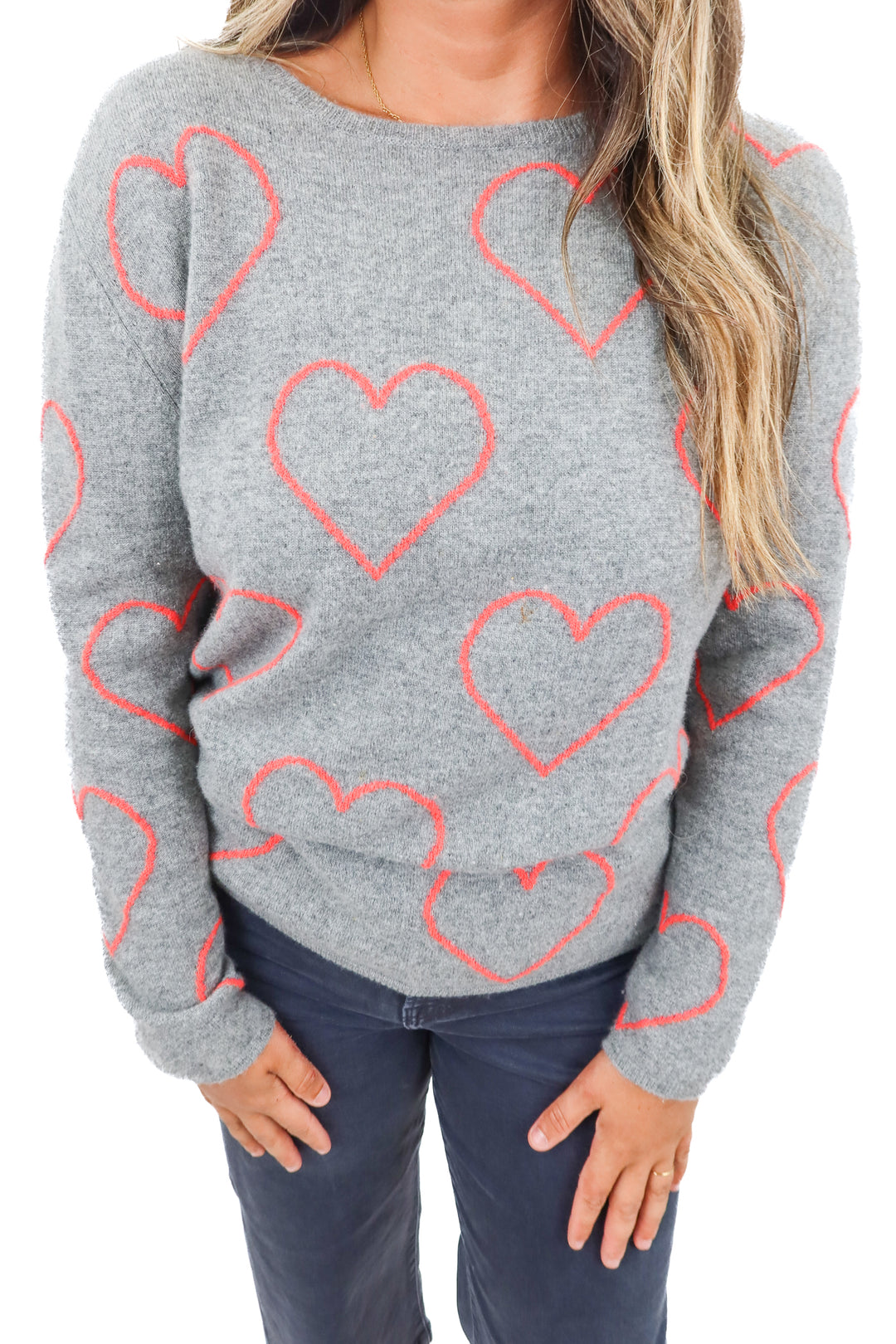 chinti and parker grey heart detail sweater (m; retail $275)