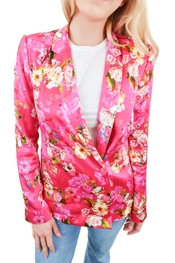 l'agence pink floral satin blazer (2; retail $650)