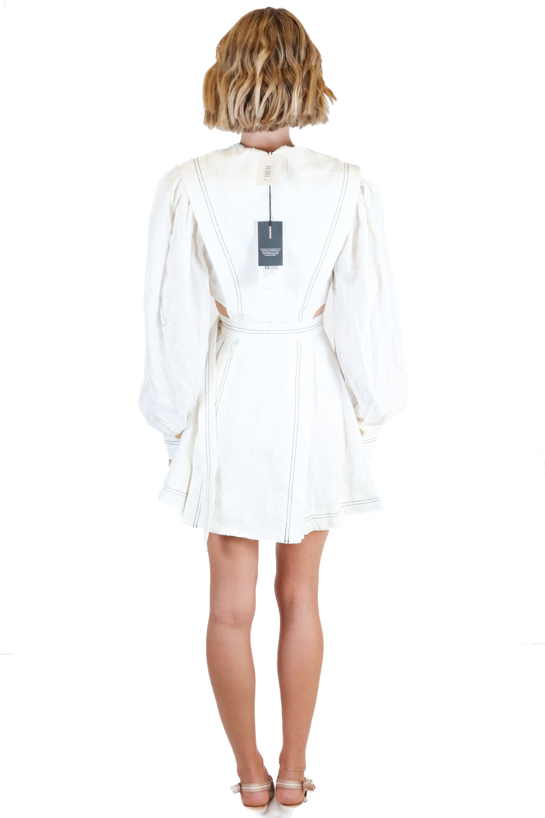 Acler white w/ black stitching long sleeve midi dress NWT (2; retail $395)